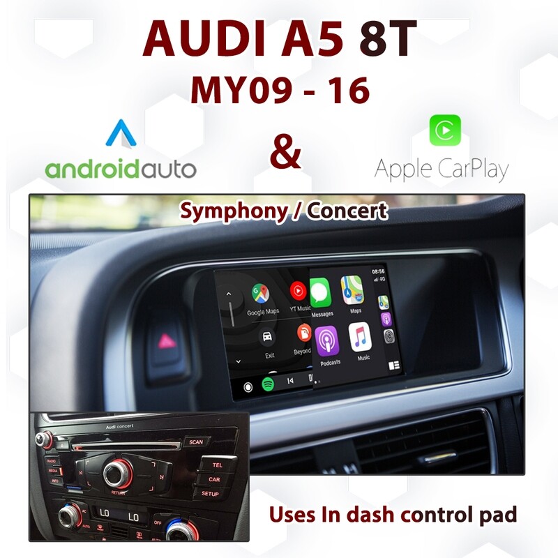 Audi A5 8T Symphony &amp; Concert Dial Control Apple CarPlay &amp; Android Auto Integration (2009–2015)