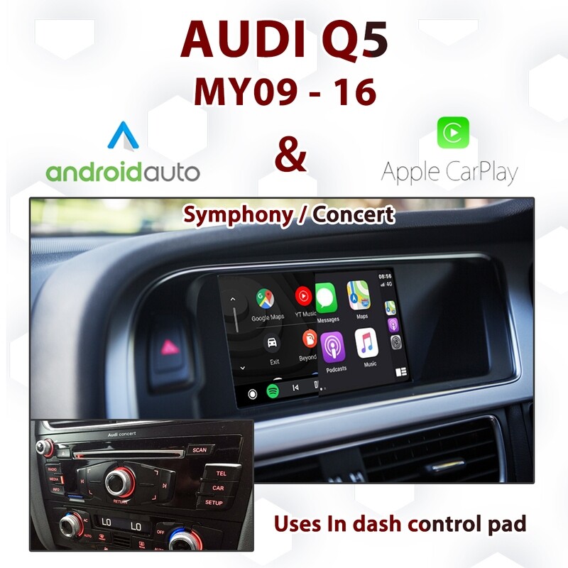 Audi Q5 Symphony &amp; Concert Dial Control Apple CarPlay &amp; Android Auto Integration (2009–2017)