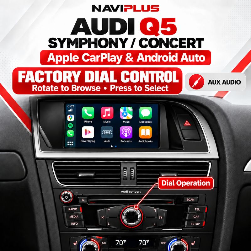 Audi Q5 Symphony &amp; Concert Dial Control Apple CarPlay &amp; Android Auto Integration (2009–2017)