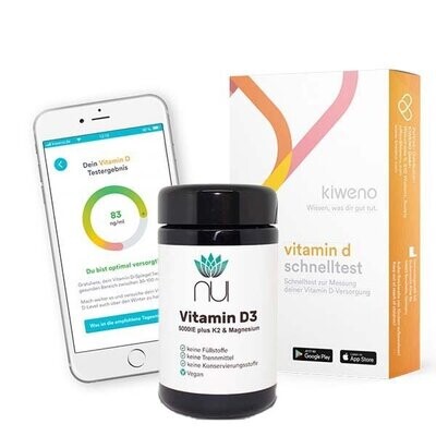 Vitamin D Test Bundle - inkl. D3 (5000IE) + K2 + Magnesium