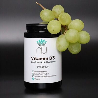 Vitamin D3 5000IE Plus K2 & Magnesium (60 Kapseln)