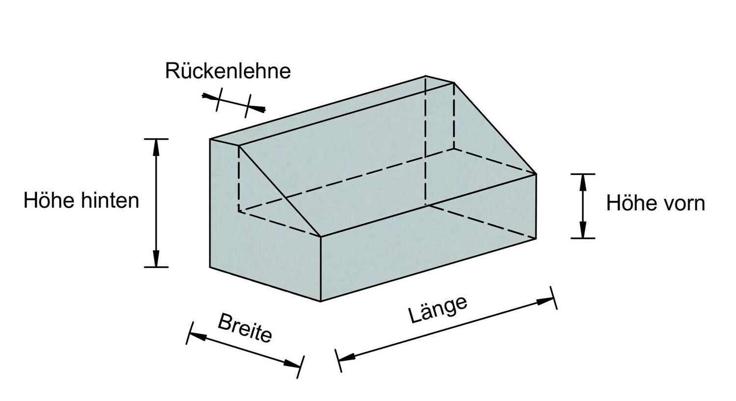 Abdeckhaube Lounge Sofa  - max. 240 x 110 cm x H 80 cm, 520 g/m² grau