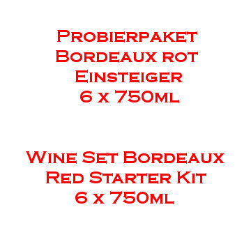 PROBIERPAKET Bordeaux rot Einsteiger 6 x 750ml Flaschen Rotwein