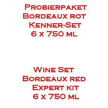 PROBIERPAKET Bordeaux rot Kenner-Set ​6 x 750ml Flaschen Rotwein