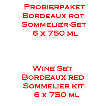 PROBIERPAKET Bordeaux rot Sommelier-Set 6 x 750ml Flaschen Rotwein