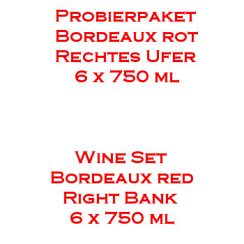 PROBIERPAKET Bordeaux rot Rechtes Ufer ​6 x 750ml Flaschen Rotwein
