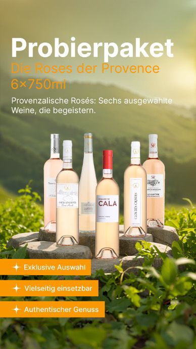 Probierpaket die Roses der Provence 6 x 750ml Flaschen Rosés Probierpaket die Roses der Provence 6 x 750ml Flaschen Rosés