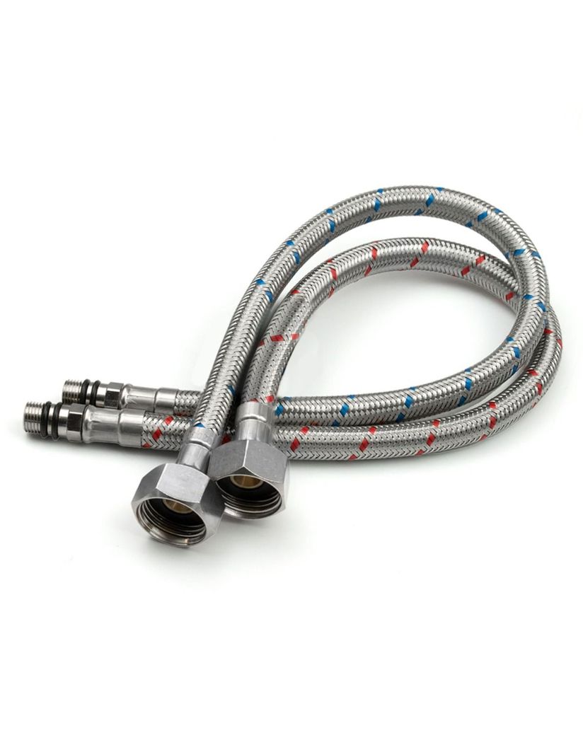 600mm Pair Of G 1/2" BSP Kitchen Or Basin Mixer Flexi Hose Pipe Tails M10,10mm