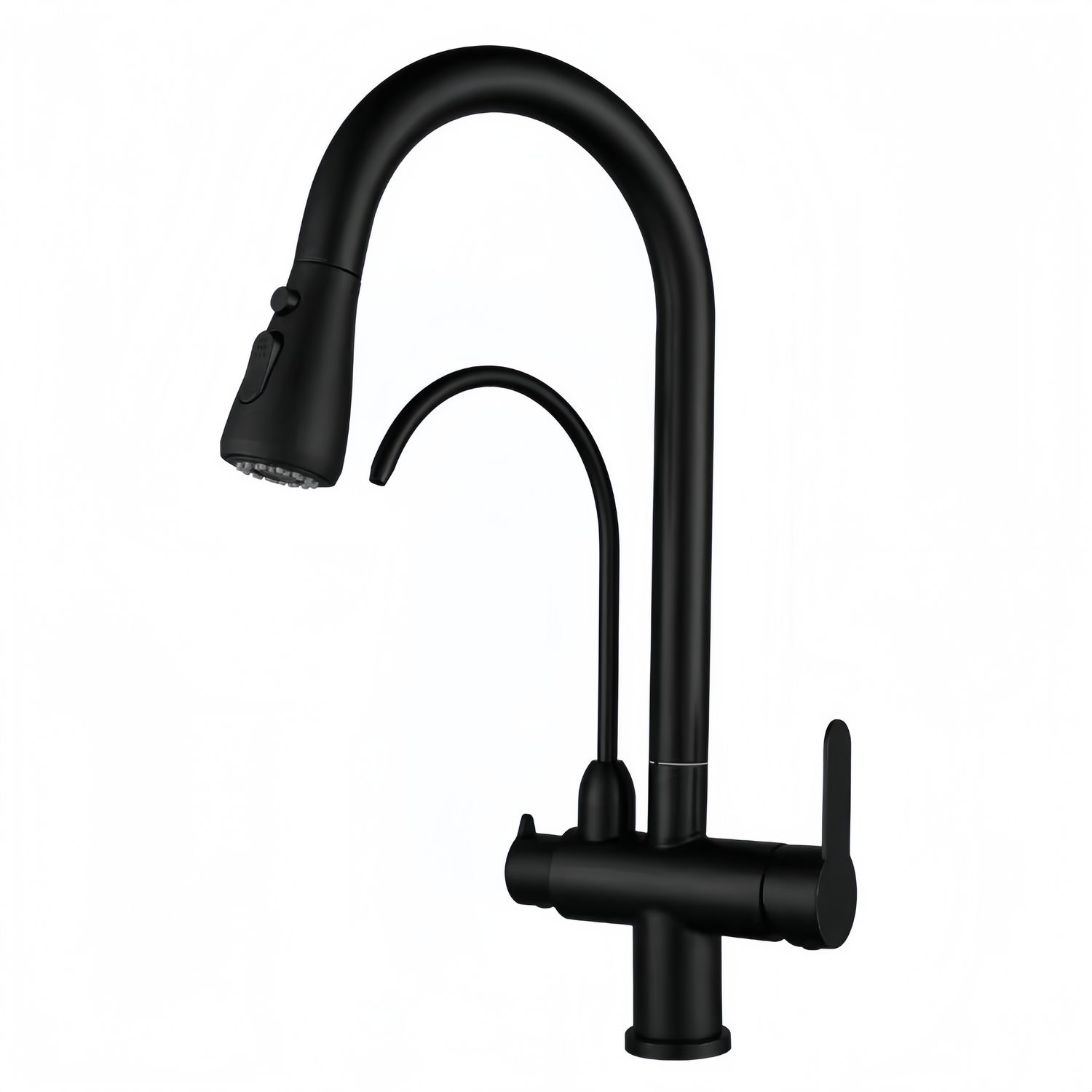 Three-Way Kitchen Pull-out Faucet Black Tap 360° Swivel 3 in 1