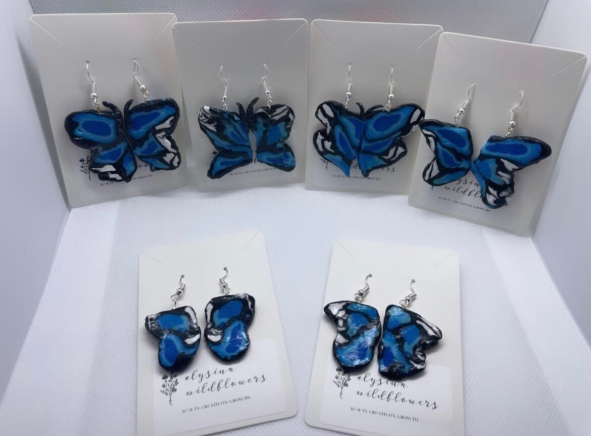 Black and Blue Butterfly Earrings