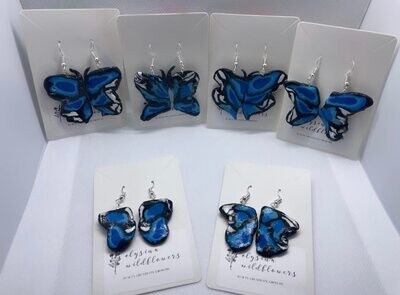 Black and Blue Butterfly Earrings