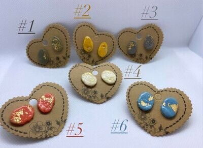 Large Oval Shaped Studs with Gold Flakes