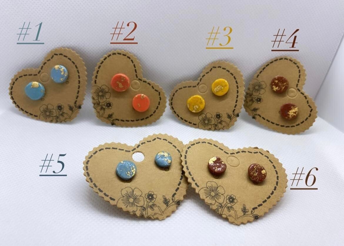 Small Colorful Gold Flake Studs