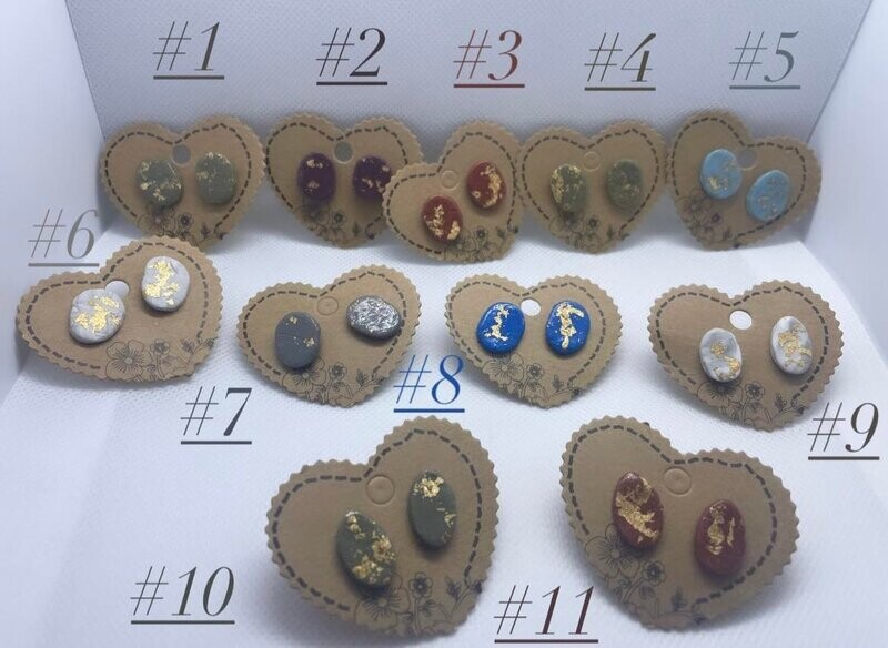 Medium Colorful Gold Flake Stud Pairs