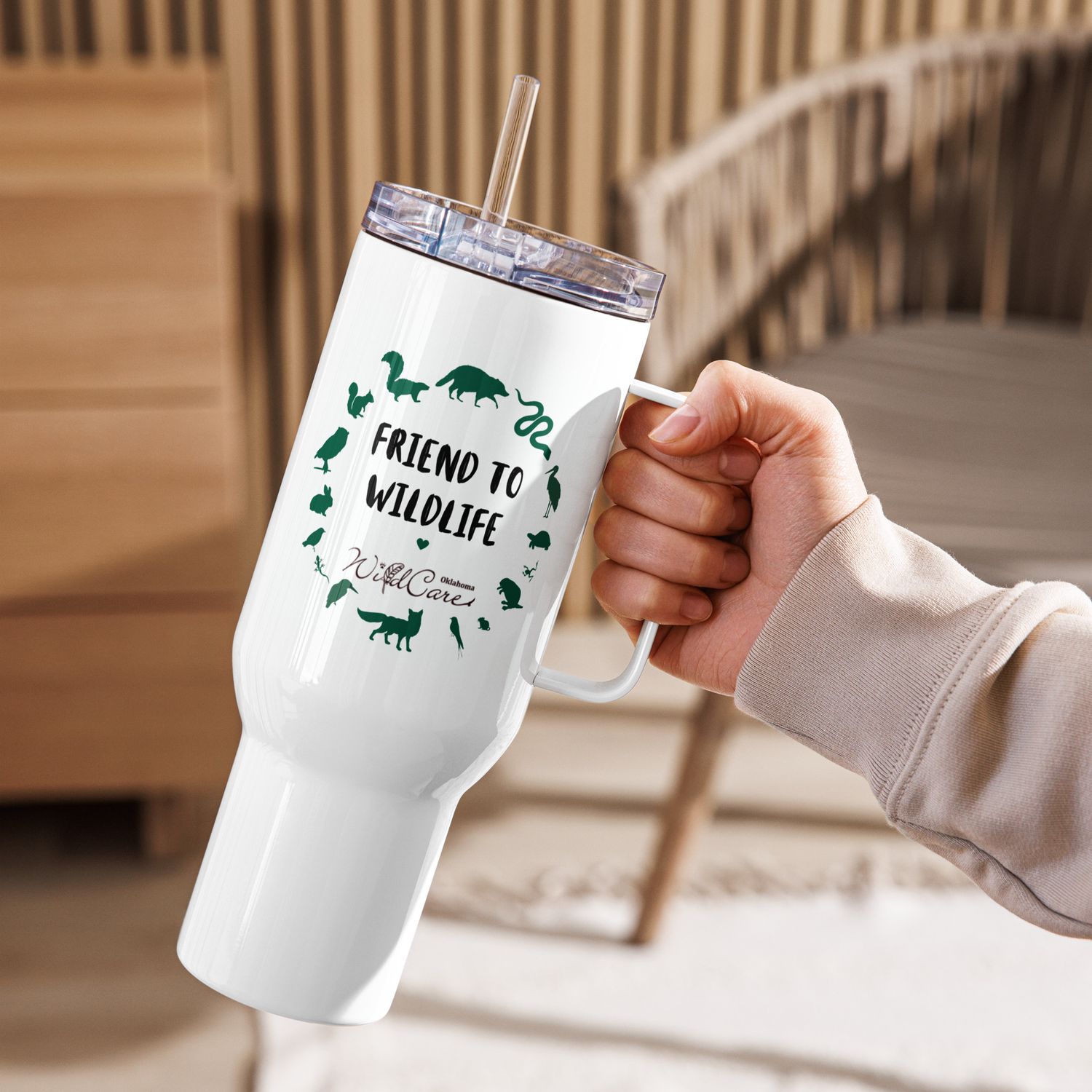Travel mug with a handle: Friend to Wildlife