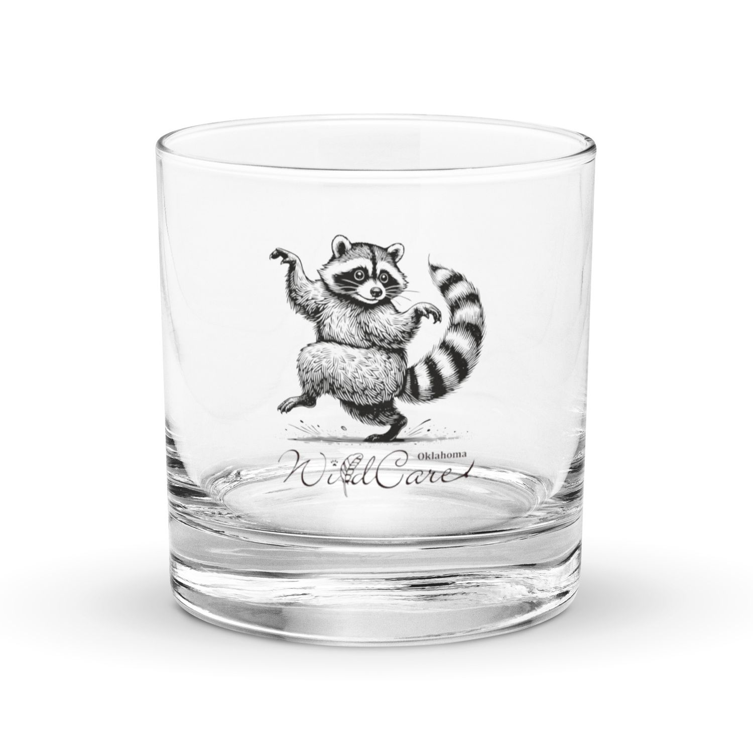 Rocks Glass: Dancing Raccoon