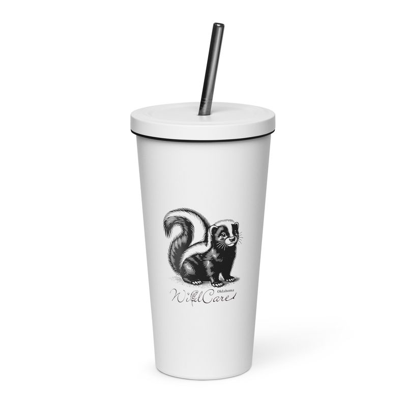 Insulated tumbler with a straw: Skunk