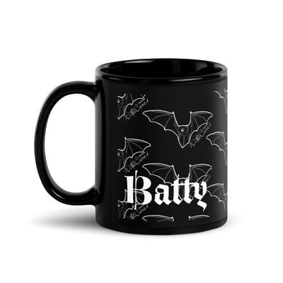 "Batty" Black Glossy Mug