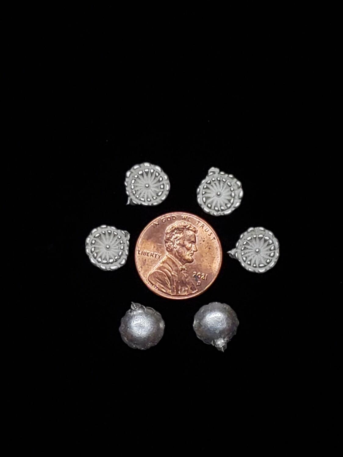 Double stacked sterling silver rosette flowers 6pc