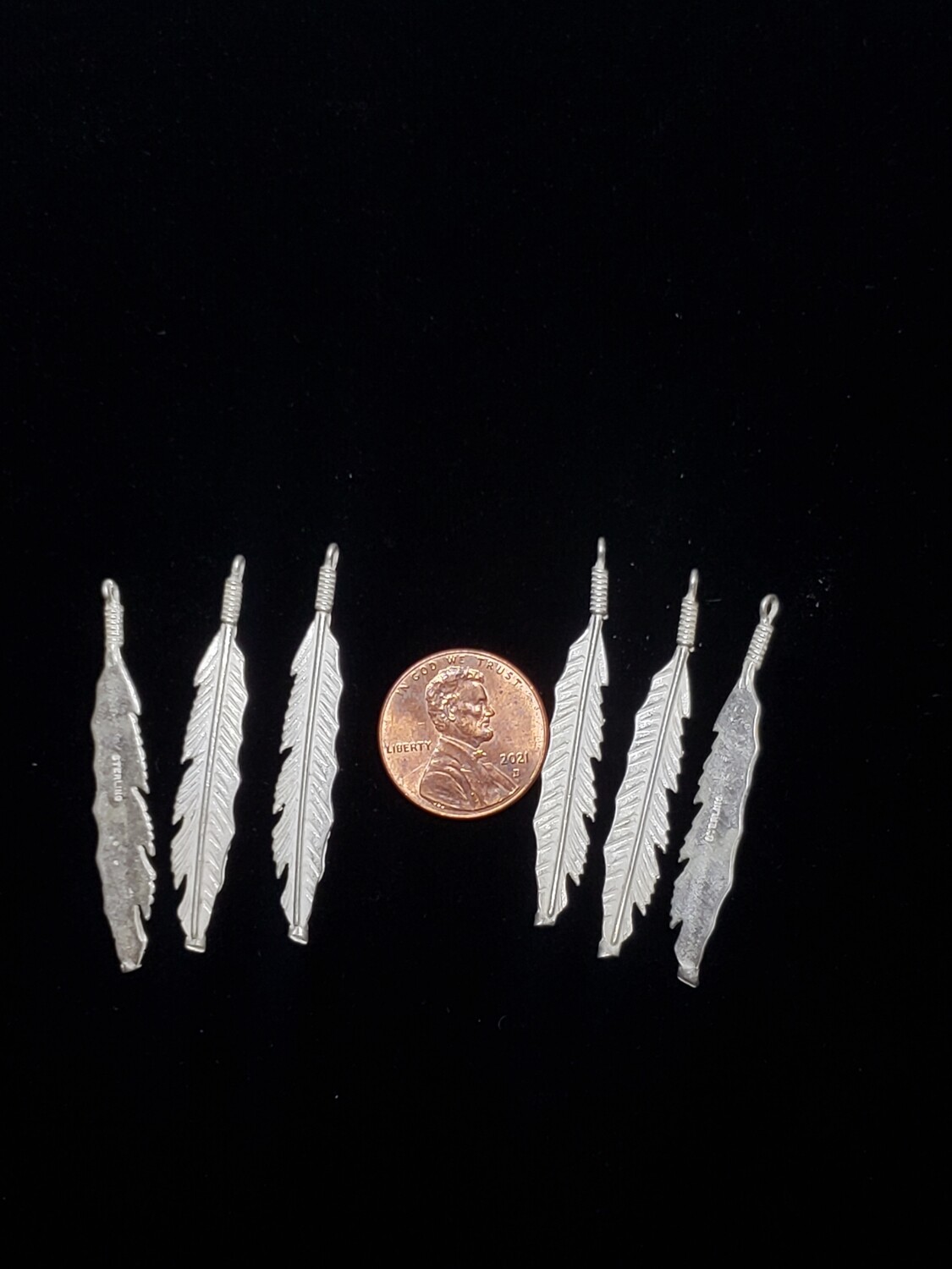 6PC FEATHERS LARGE STERLING SILVER