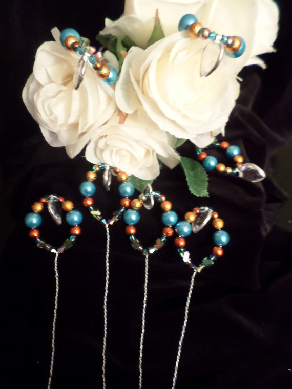 Bouquet Picks - Burnt Orange/Ocean Blue
