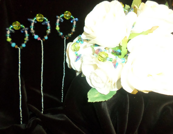 Bouquet Picks - Emerald Green/Sky Blue