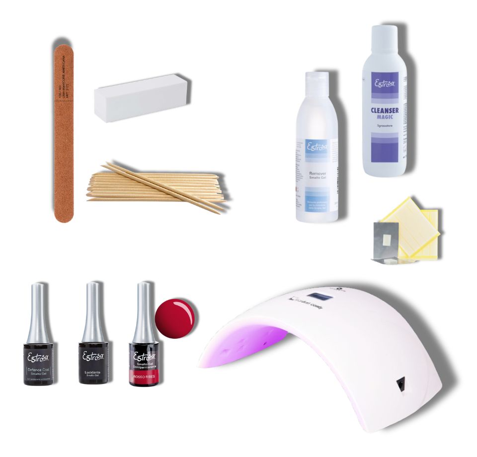 KIT SMALTO SEMIPERMANENTE BASE - ROSSO RIBES