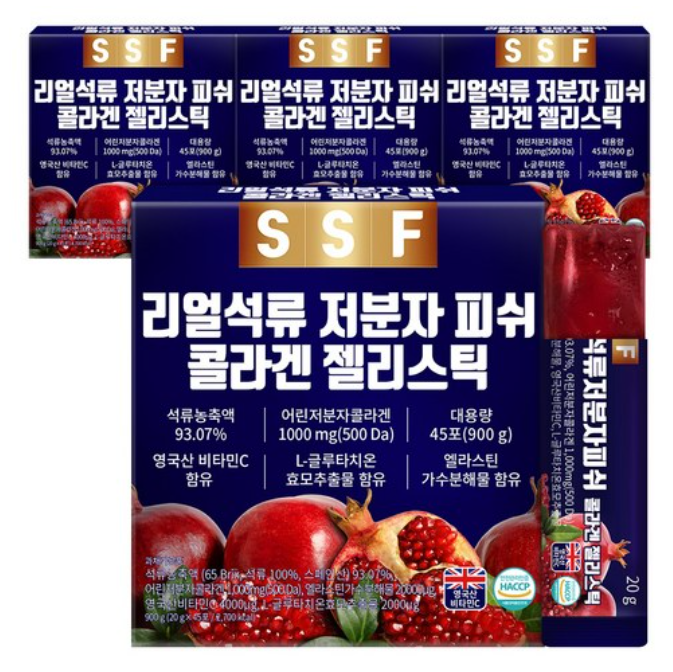 Pure Food Real Pomegranate Low Molecular Collagen Jelly Stick, 900g, 4ea