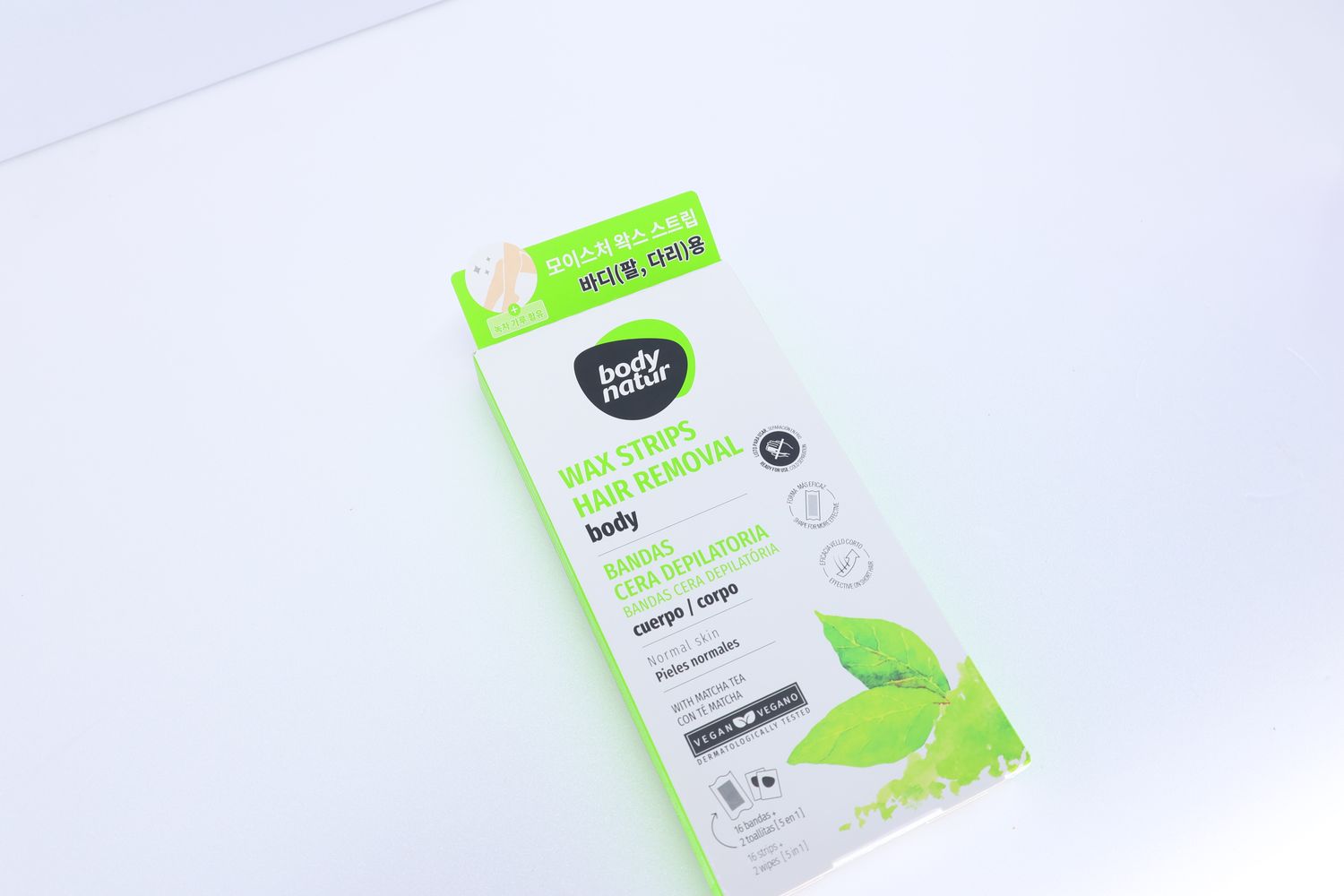 Body Natur Wax Strips for Body — Восковые полоски с матча, 16 шт + 2 салфетки