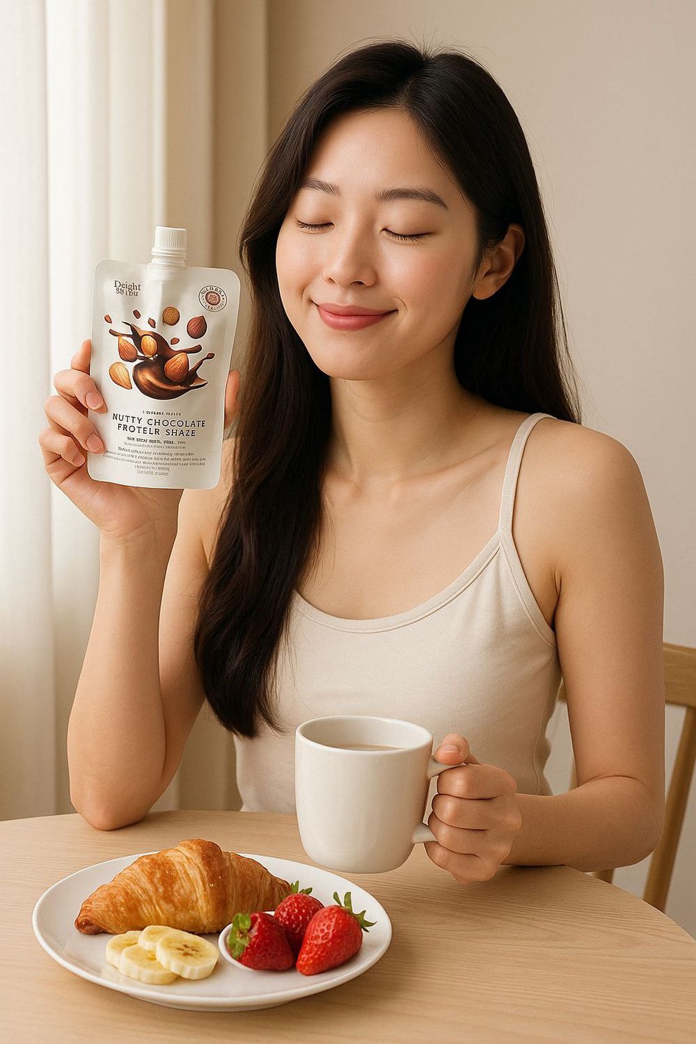 Набор из 2-х пакетиков Delight Protein Shake Nutty Choco Black Sesame Jeolmi со вкусом БОТАТА