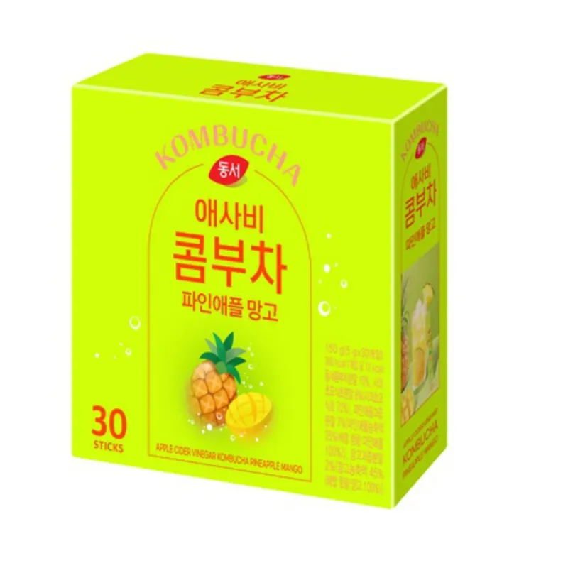 Dongseo Asabi Kombucha Pineapple Mango (5G*30ea)🍍🥭 ASSABI Kombucha – Ананас &amp; Манго Яркий вкус, тропическое настроение и польза с каждым глотком!
