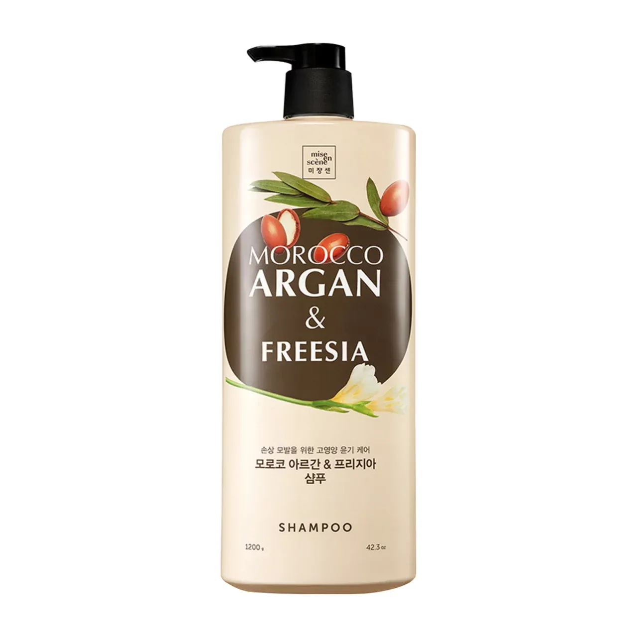 Mise en scene Morocco Argan Freesia Shampoo (1,200ML) 🌿 Mise en Scène – Morocco Argan &amp; Freesia Shampoo Питание, восстановление и блеск — с каждым мытьём.