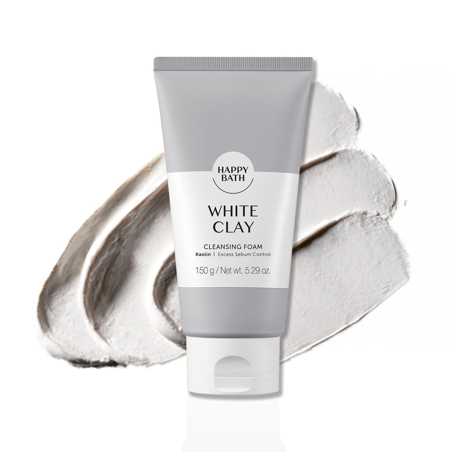[585248]Happy Bath White Clay Kaolin Excess Sebum Control Cleansing Foam 150g