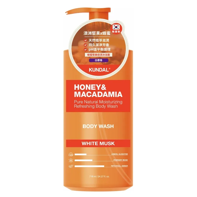 [748476]Kundal Honey &amp; Macadamia White Musk Body Wash 718ml