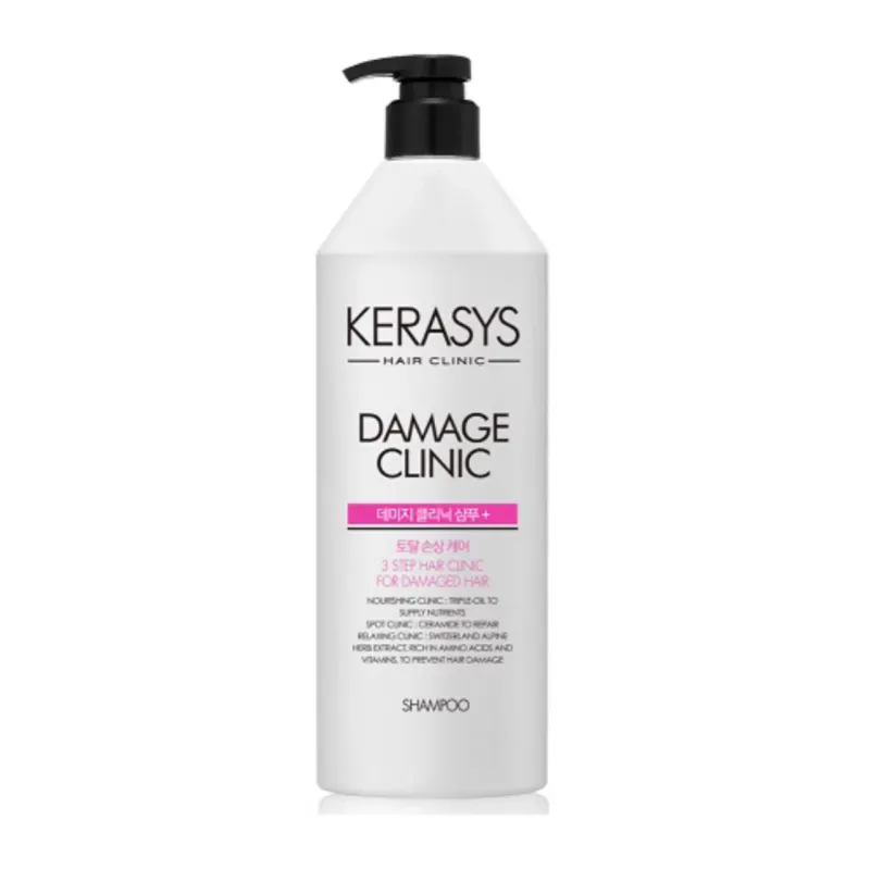 Kerasys Shampoo (Damaged) (750ML) 🛠️ Kerasys Damage Clinic – Восстанавливающий шампунь 3-ступенчатый уход для сильно повреждённых волос.