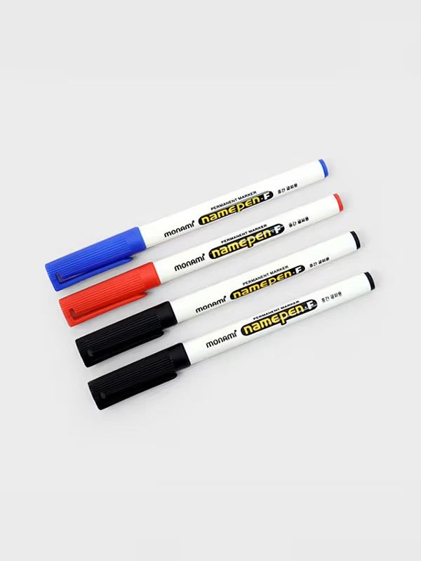​Monami Name Pen F – Black, Blue, Red – 4 Pack