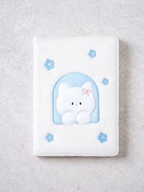 ​Cat Embroidery Fabric Cover Pocket Wireless Notebook – 48 Sheets