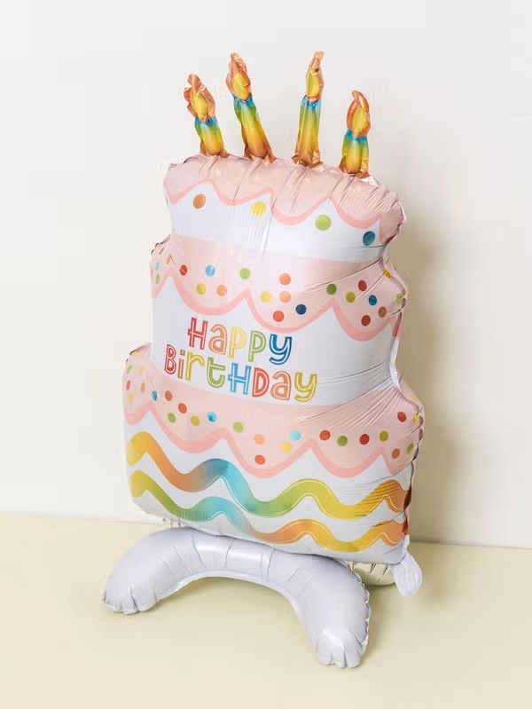 ​Birthday Cake Standing Silver Foil Balloon