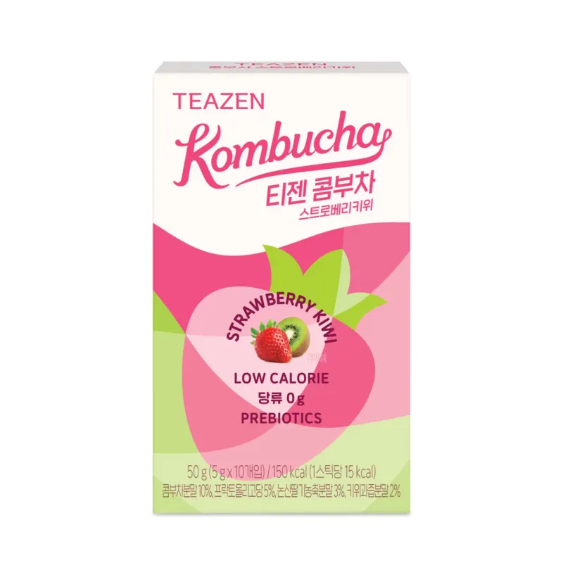 Tizen Kombucha Strawberry Kiwi (5G*10ea) Лёгкий, ягодный, полезный — комбуча с клубникой и киви без сахара