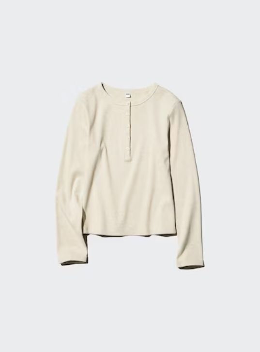 Ribbed Henry Neck T-Shirt (Long Sleeve)