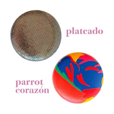 PRENDEDOR MAGNÉTICO · plateado & ♥ parrot