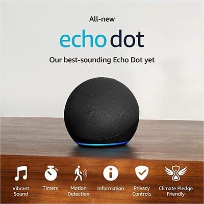 Nuevo Echo Dot (5.ª generación, modelo de 2022) Parlante inteligente con Alexa Carbón