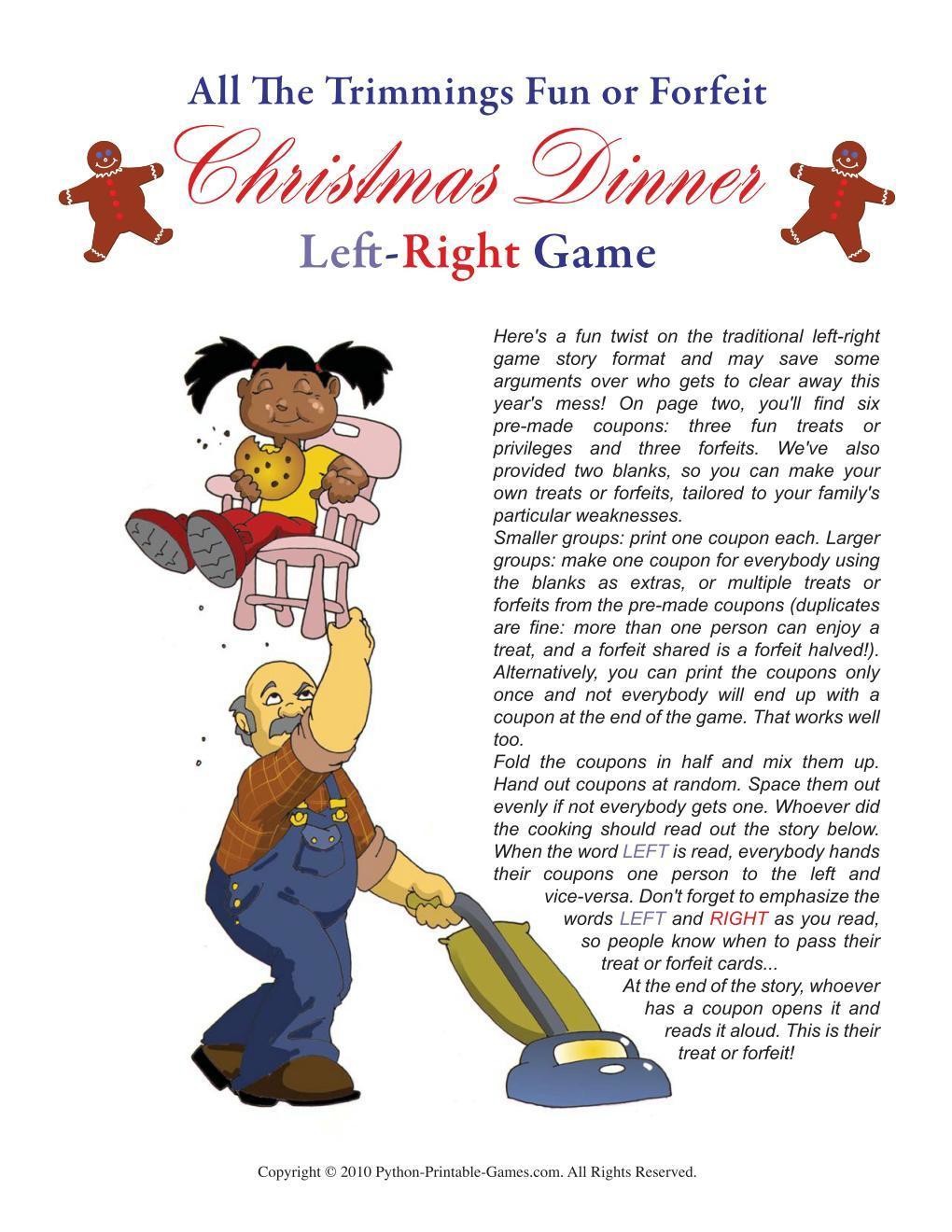 Christmas Christmas Dinner Left Right Game