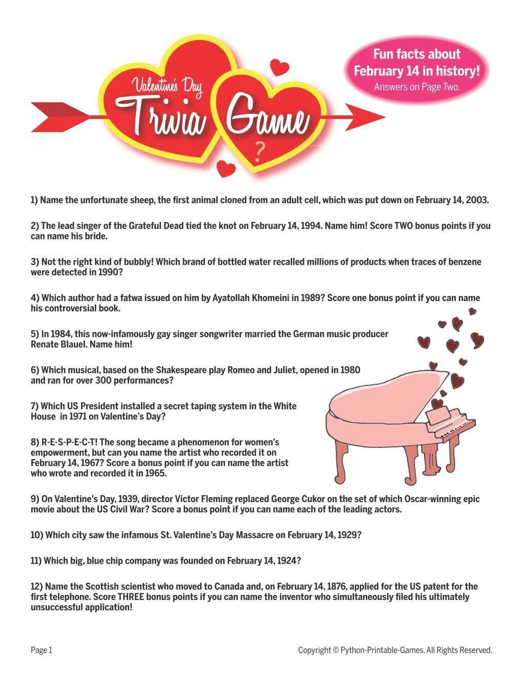 Valentine S Day Trivia Ii