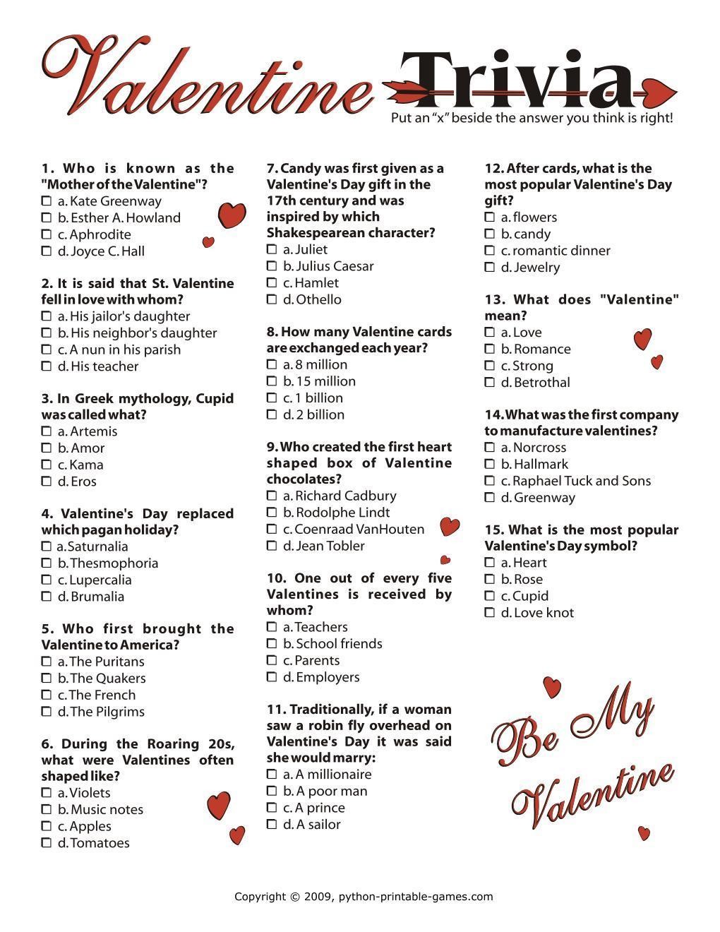 Valentine S Day Trivia I