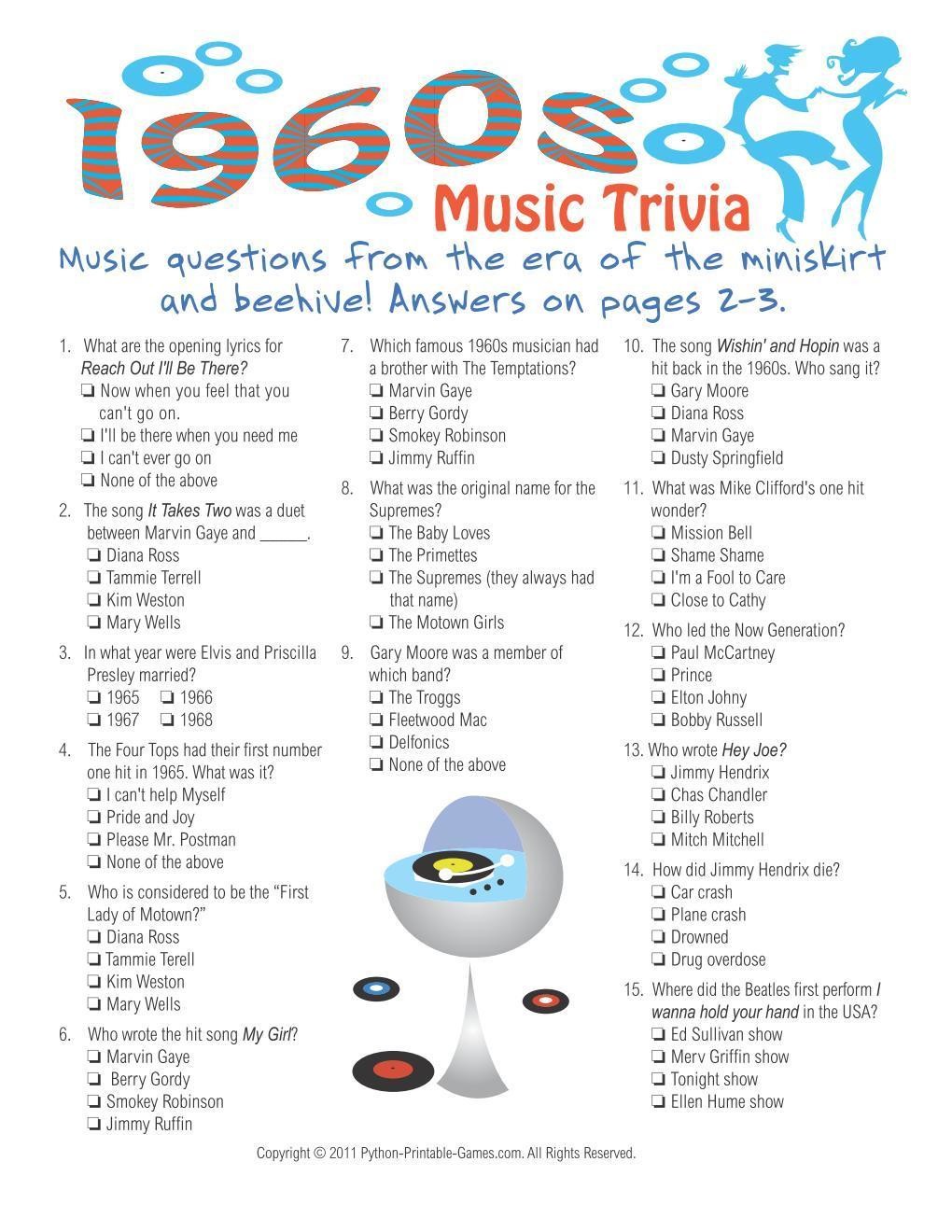 Music Of 1960 Trivia