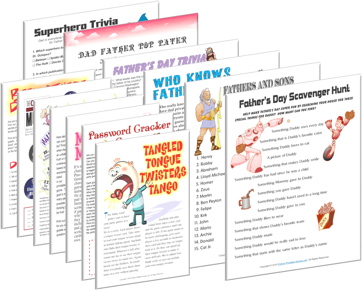 all father s day games free party games
