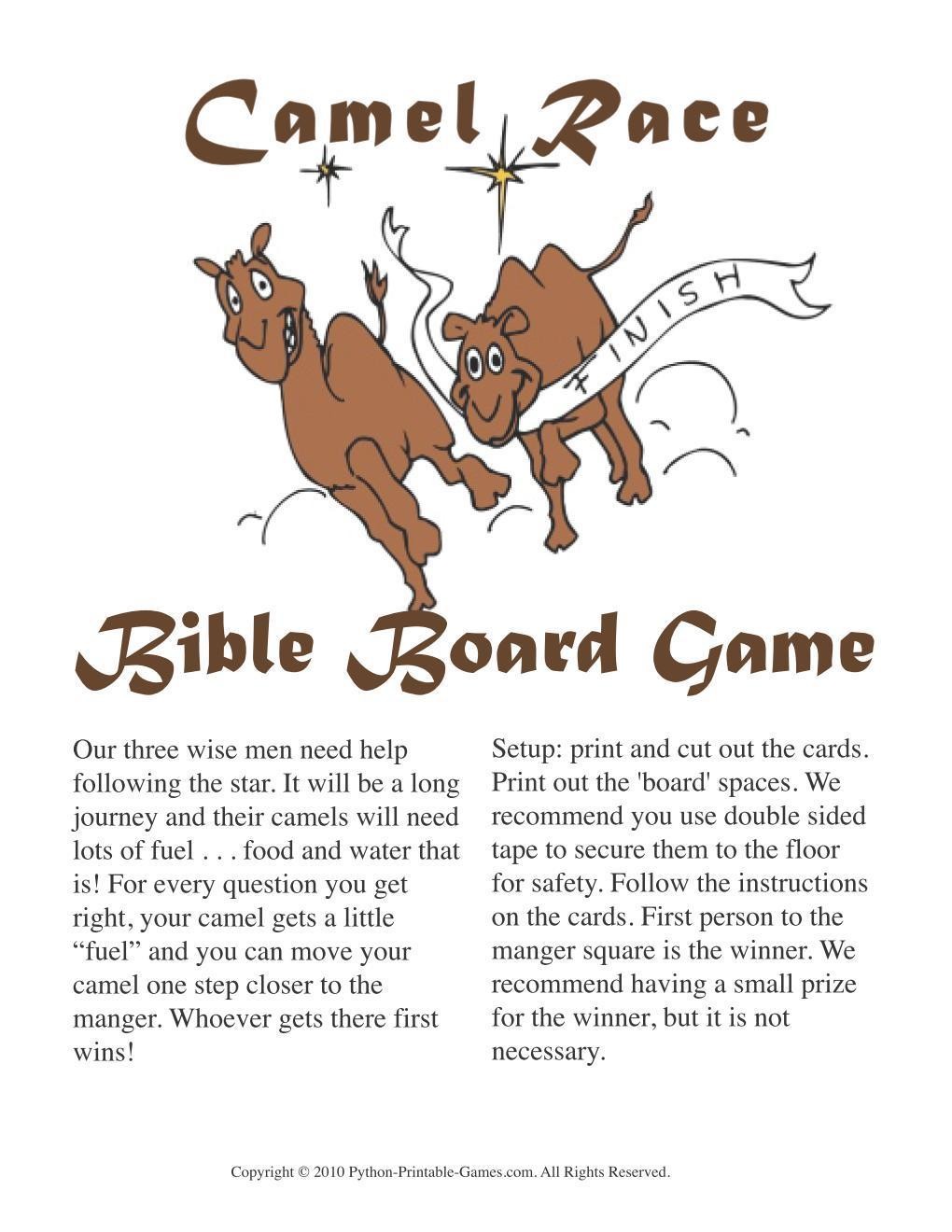 christmas camel race bible trivia board game