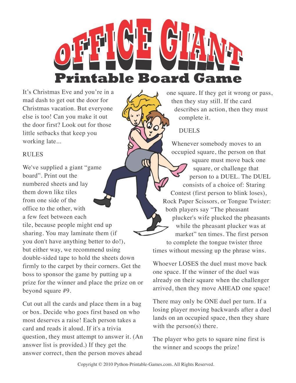 Games for the Office Office Christmas Giant Printable Board Game