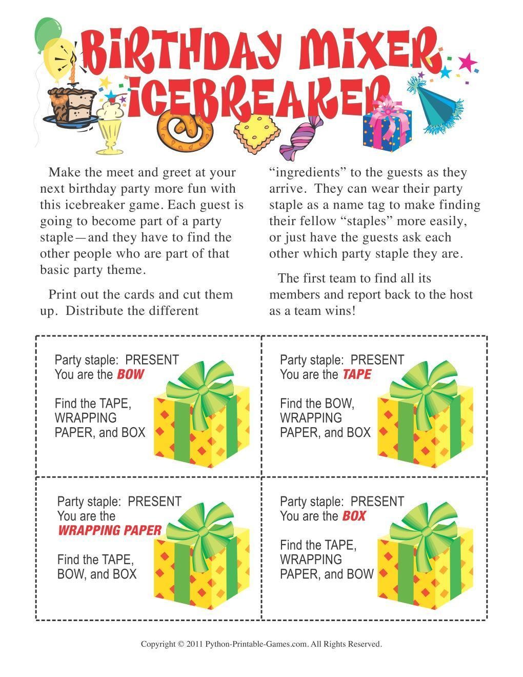 Birthday Party Birthday Mixer Icebreaker